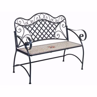 NYVI Gartenbank Amarillo 115x57x97 cm Schmiedeeisen und Keramik