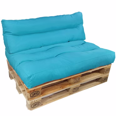 Palettenkissen Set SunLounge - Paletten Sitzkissen 120x80 cm + Rückenlehne 120x40 cm, Variante: 2-teiliges Set, Farbe: Aqua
