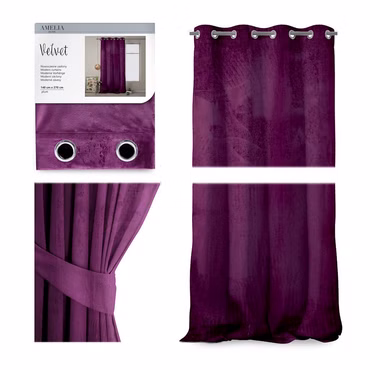 Vorhang Velvet mit Ösen Aufhängung, Farbe: Violett, Größe: 140x270 cm