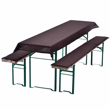 Bierbankauflagen Set NYVIGala 3 teilig - Auflagen für Bierzeltgarnitur - Tischdecke für Biertisch & Sitzpolster für Bierbänke, Farbe: Braun, Größe: 240x70 cm