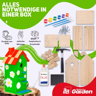 Nistkasten Bastelset zum Zusammenbauen und Bemalen - DIY Bausatz zum Bauen und Malen für Kinder - Bastelset für Jungen & Mädchen, Ausführung: Vogelhaus Skyhaven