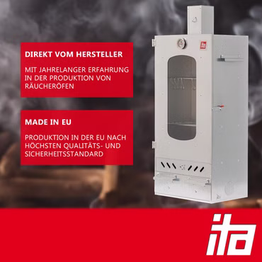 ITA Räucherofen 7012 - Premium Räucherschrank mit 3 Etagen - Legierter Stahl, mit Sichtfenster & Kaminabzug, Ausführung: Smoker mit Rauchgenerator