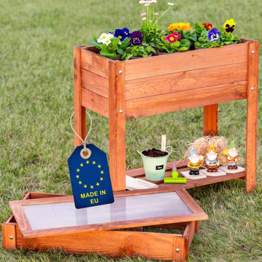 Hochbeet 80x37x78 cm aus Holz - Blumenbeet - Perfekt für Garten, Terrasse, Balkon, Ausführung: 80x37x78 cm 1 Ebene + Aufsatz, Farbe: Braun
