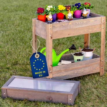 Hochbeet 80x37x78 cm aus Holz - Blumenbeet - Perfekt für Garten, Terrasse, Balkon, Ausführung: 80x37x78 cm 2 Ebenen + Aufsatz, Farbe: Grau