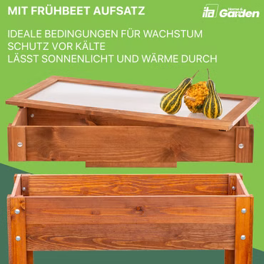 Hochbeet 80x37x78 cm aus Holz - Blumenbeet - Perfekt für Garten, Terrasse, Balkon, Ausführung: 80x37x78 cm 2 Ebenen + Aufsatz, Farbe: Braun
