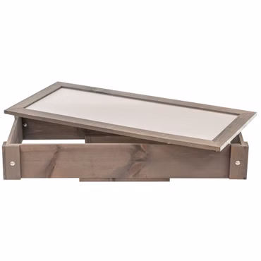 Hochbeet 80x37x78 cm aus Holz - Blumenbeet - Perfekt für Garten, Terrasse, Balkon, Ausführung: Frühbeetaufsatz, Farbe: Grau