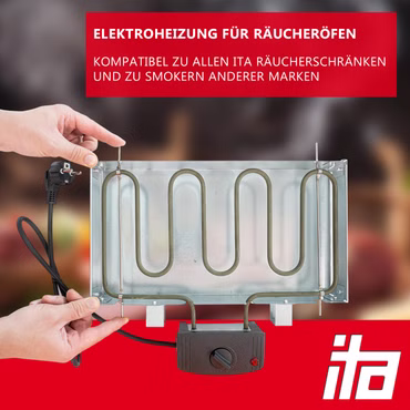 ITA Räucherofen Profi Elektroheizung 2000W zum Räuchern – Heizspirale für ITA Räucherschränke und Smoker anderer Hersteller – Universal Heizschlange