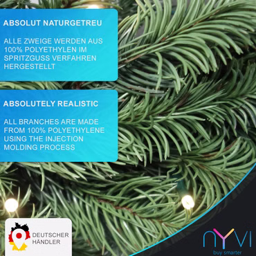 Weihnachtsgirlande Xmas Premium 270 cm mit LED Beleuchtung - Künstliche Voll-PE Spritzguss Girlande - Naturgetreu - Dekogirlande für Weihnachten