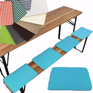 Bierbank Sitzkissen 36x25 cm NYVIGala 4er Set - Komfortable Sitzpolster für Bierbänke - Bierbankkissen mit elastischer Klettband Befestigung, Farbe: Aqua