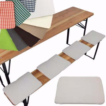 Bierbank Sitzkissen 36x25 cm NYVIGala 4er Set - Komfortable Sitzpolster für Bierbänke - Bierbankkissen mit elastischer Klettband Befestigung, Farbe: Weiß