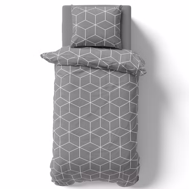 Bettwäsche Set DreamScience Renforcé Design - Atmungsaktiv & Weich - 100% Baumwolle - Mit Reißverschluss, Farbe: Cube, Größe: 200x200 + 2x 80x80 cm