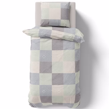 Bettwäsche Set DreamScience Renforcé Design - Atmungsaktiv & Weich - 100% Baumwolle - Mit Reißverschluss, Farbe: Quadro, Größe: 200x200 + 2x 80x80 cm