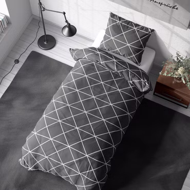 Bettwäsche Set DreamScience Renforcé Design - Atmungsaktiv & Weich - 100% Baumwolle - Mit Reißverschluss, Farbe: Triangle, Größe: 200x200 + 2x 80x80 cm