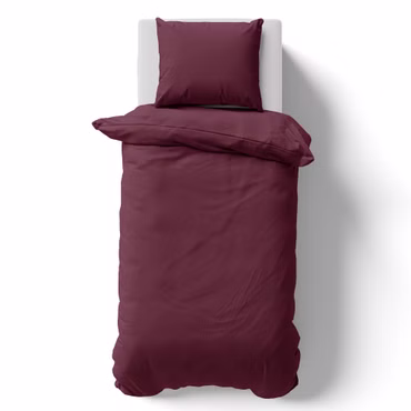 Bettwäsche Set DreamScience Renforcé Uni - Atmungsaktiv & Weich - 100% Baumwolle - Mit Reißverschluss, Farbe: bordeaux, Größe: 135x200 + 80x80 cm