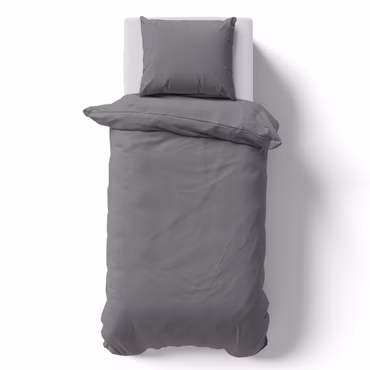 Bettwäsche Set DreamScience Renforcé Uni - Atmungsaktiv & Weich - 100% Baumwolle - Mit Reißverschluss, Farbe: grau, Größe: 135x200 + 80x80 cm