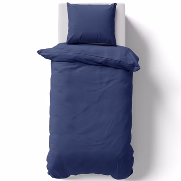 Bettwäsche Set DreamScience Renforcé Uni - Atmungsaktiv & Weich - 100% Baumwolle - Mit Reißverschluss, Farbe: navyblau, Größe: 135x200 + 80x80 cm