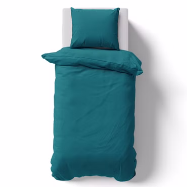 Bettwäsche Set DreamScience Renforcé Uni - Atmungsaktiv & Weich - 100% Baumwolle - Mit Reißverschluss, Farbe: petrol, Größe: 135x200 + 80x80 cm