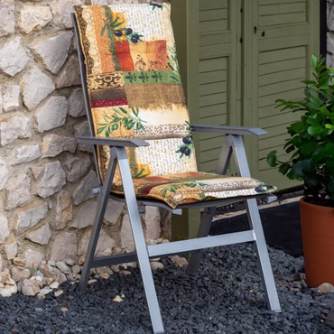 Stuhlauflage Rio - Gartenstuhl Sitzauflage mit 5 cm Sitzpolster - Bequem, Robust, Pflegeleicht, Dessin: Antique, Größe: 6x Hochlehnerauflage