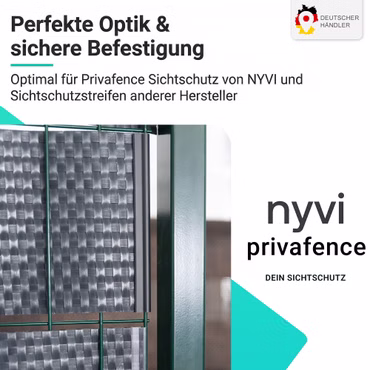 NYVI Privafence Befestigungsclips für Sichtschutzstreifen - Doppelstabmatten - Klemmschiene für Sichtschutz Garten & Zaun, Anzahl: 20, Farbe: Hellgrau RD17