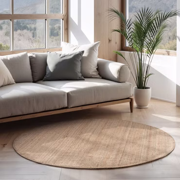 Hanse Home Teppich Bouclé - Pflegeleicht, Für Fußbodenheizung, Strapazierfähig, Farbe: Natur Gold, Größe: Ø 160 cm