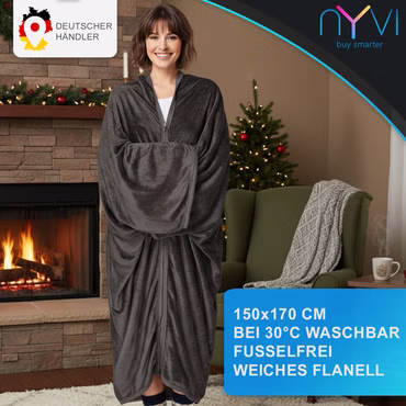Ärmeldecke NYVICozy - Kuscheldecke mit Ärmeln - TV Blanket mit Reißverschluss für Erwachsene & Kinder - TV Decke mit Ärmeln, Farbe: Taupe