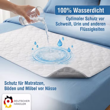Inkontinenzunterlage NYVICare 75x90 cm - wiederverwendbare Inkontinenzauflage - Bei 95°C waschbar kochfest, wasserdichter Matratzenschutz, Anzahl: 4, Größe: 75x90 cm