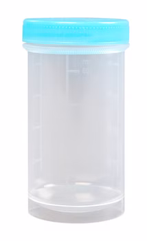 Universalgefäß, Kunststoffgefäß ca. 100 ml durchsichtig mit Deckel hellblau, Pathogefäß,