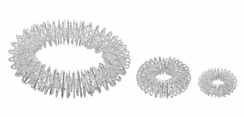 chi-enterprise Premium Massagering Set für Handgelenke und Finger | Set von Anti Stress - Akupressur Armband und Ring | Anxiety Ring | 1 Armband: (Silber), 2 Ringe (Silber, klein und groß)