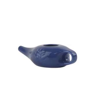 Neti Pot Nasenreinigungskanne, Nasenkännchen, Nasenspülkännchen aus Keramik, 250 ml, Blau
