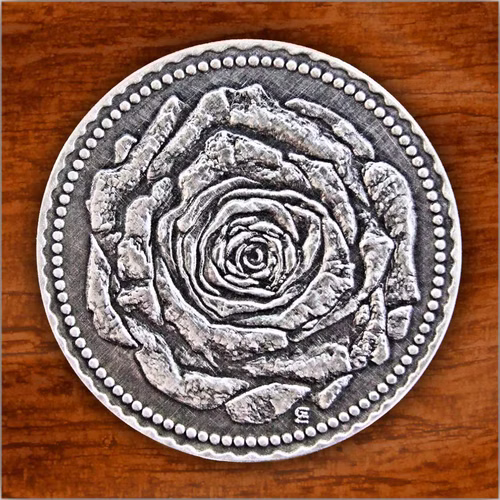 Rosenblüte, Münze, Taler, Valentinstag, Hochzeitstag, Glückwunschtaler Rosenblüte, Münze, Taler, Valentinstag, Hochzeitstag, Glückwunschtaler