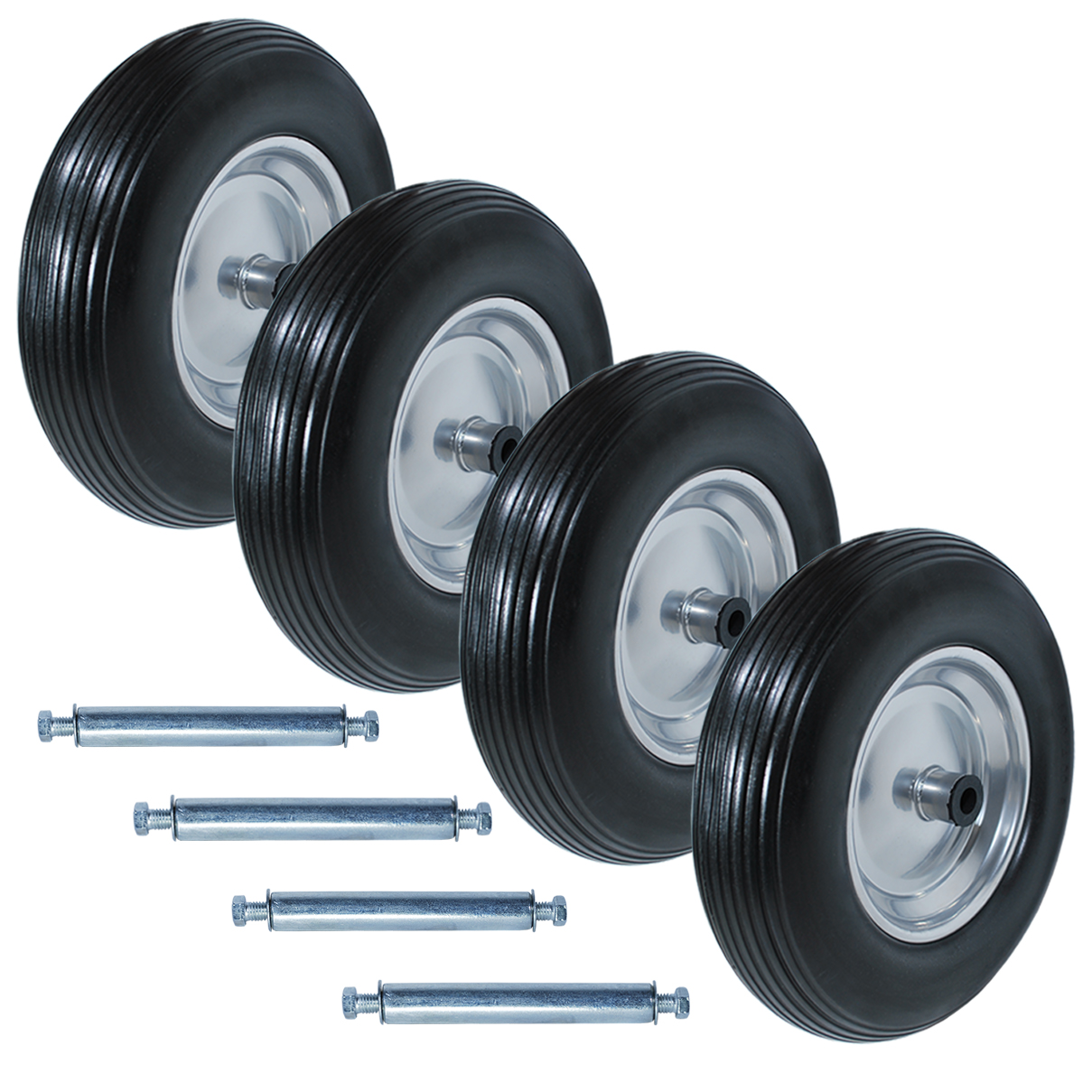 Produktbild von TAMS Schubkarrenrad 4.80/4.00-8 – Pannensicheres Vollgummirad Mit Metallfelge & Achse, Tragkraft 100 Kg