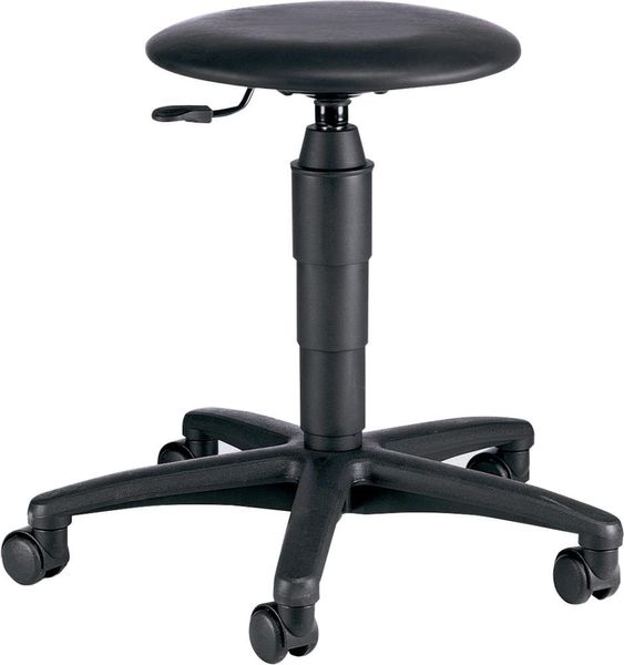 Drehhocker TEC 60 Kunstledersitz schwarz Sitzhöhe 400-530 mm mit Rollen
