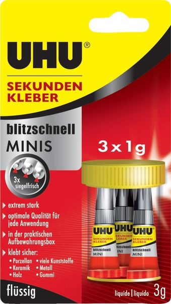 UHU Sekundenkleber blitz-schnell MINIS 3x1g