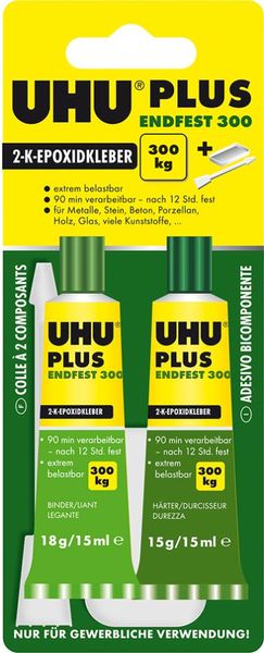 2-KomponentenepoxidkleberPLUS ENDFEST 300 SB-Karte mit Tuben Binder18g Härter 15g UHU