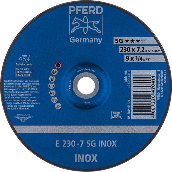 Schruppscheibe gekröpft für V2A A30NSG 178x7,2mm PFERD