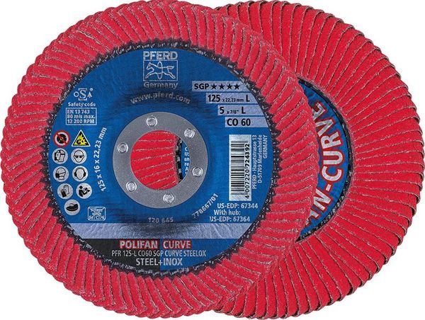 Fächerschleifscheibe CO-SGP-CURVE L 125mm K60 Pferd
