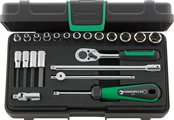 Steckschl.-Grt. 1/4" 22tlg. 40/44/17/5 Stahlw.