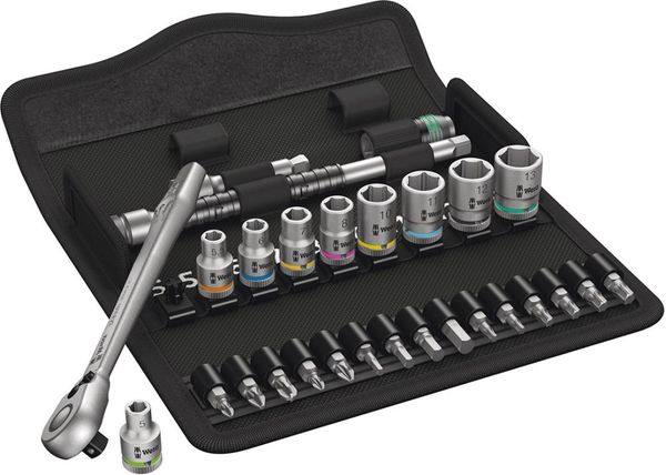 Steckschlüssel-Satz 1/4" ZYKLOP switch 28-teilig in Textilbox Wera