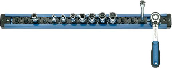 Steckleiste mit 14 Außen-sowie 2 Innen-4-kant-Adaptern 3/8" 480mm Gedore
