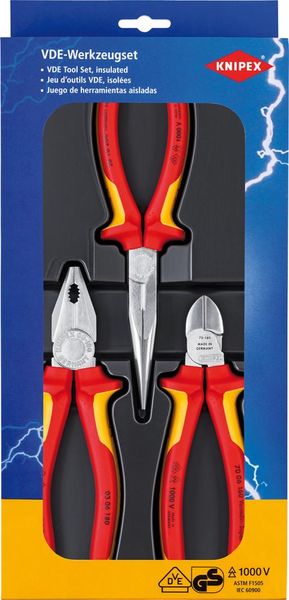 Zangen-Satz Sicherheit VDE 3-teilig KNIPEX