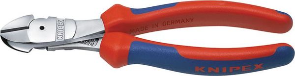 Kraft-Seitenschneider verchromt mit Mehrkomponenten-Griffen 200mm KNIPEX