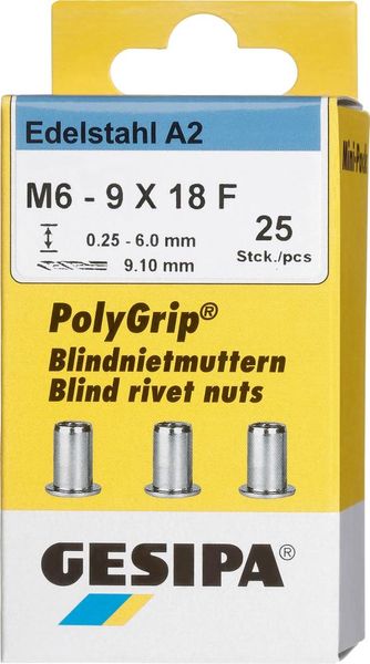Bl.Nietm. VA Minipack Polygrip A2 M6 x 9 x 18