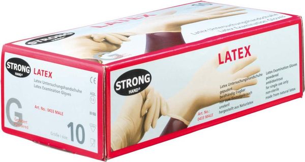 Einweghandsch.Male, LatexGr. 8,gep(Box a 100 St.)