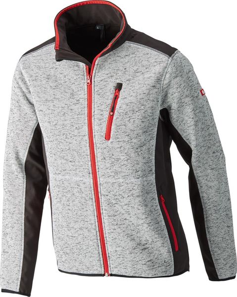 Strickjacke,Softshell,Gr.2XL,hellgrau-rot,FORTIS