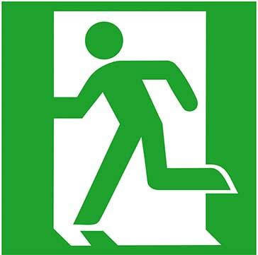 lag148405.jpg Fluchtwegschild Alu B150xH150 mm Notausgang links langnachleuchtend