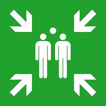 Fluchtwegschild Alu B600xH600 mm Sammelstelle langnachleuchtend