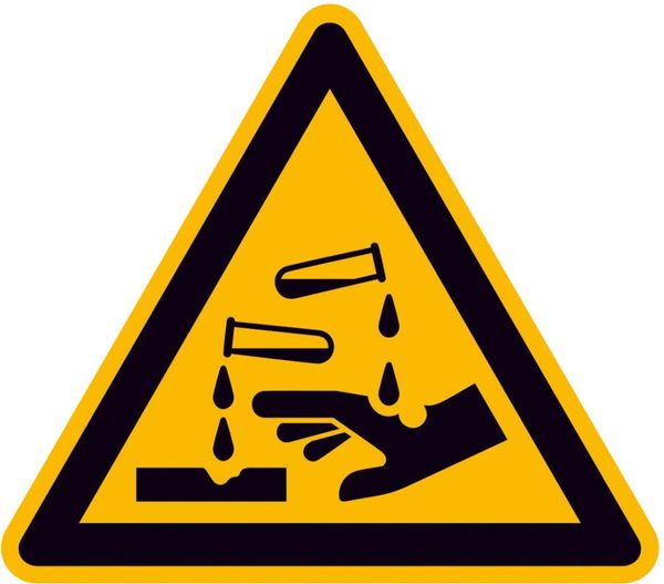 Warnschild Aluminium SL 200 mm Warnung vor ätzenden Stoffen