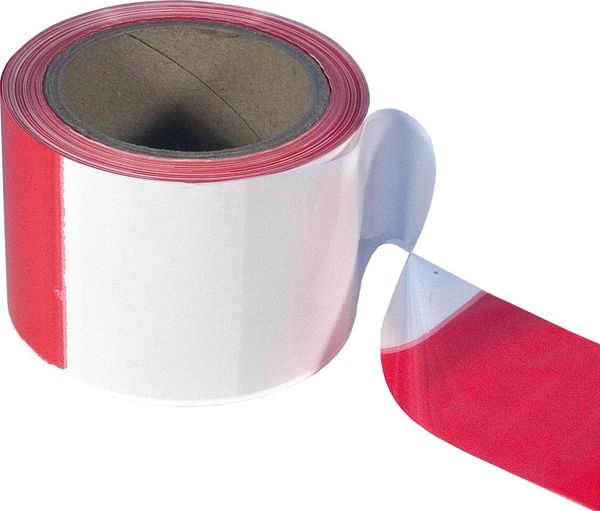 Absperrband rot/weiss 80mmx 66m Ring