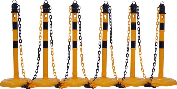 Kettenpfosten - Set, g/s 6 Pfosten + 5x3m Kette