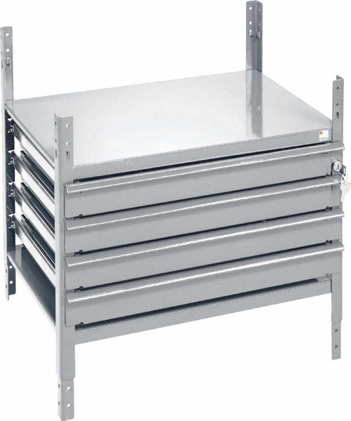PROC-L40Schubladen 4LadenSilverprof SL40silbergrau